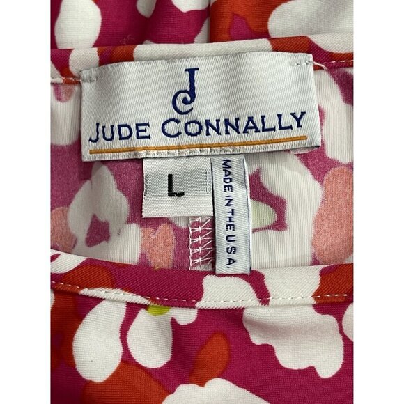 Jude Connally Long Sleeve Pink Floral Print Shift Dress Size Large Made in USA - Picture 6 of 8